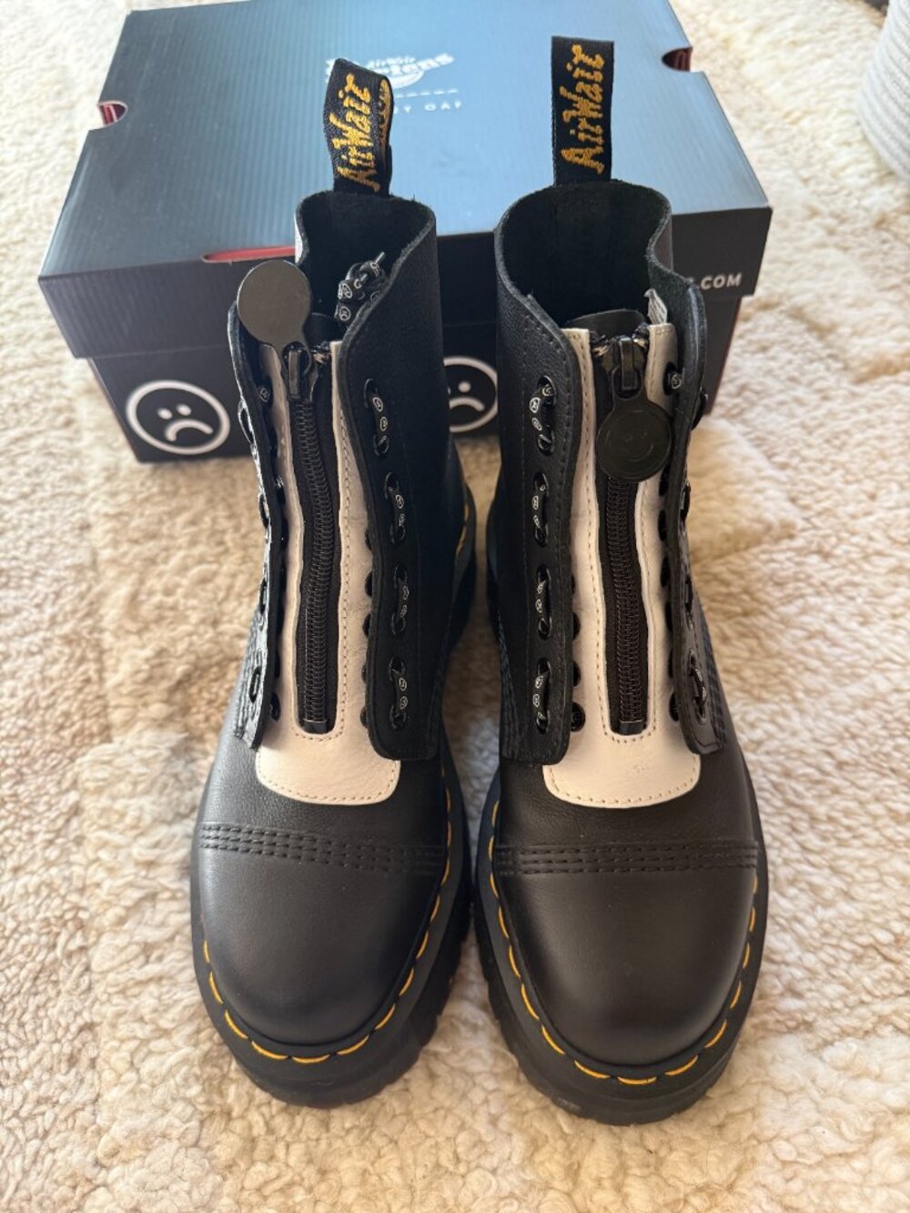 New Lazy Oaf x Doc Martens Sinclair Happy Sad Platform Boots Size UK 6 US 8.5